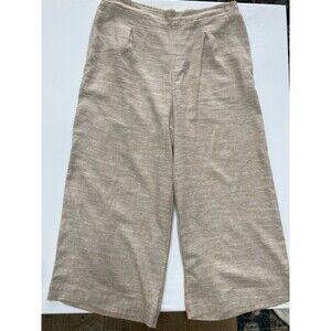 Ella Moss Linen Blend Wide Leg Pants XL Tan Coastal Grandmother Boho